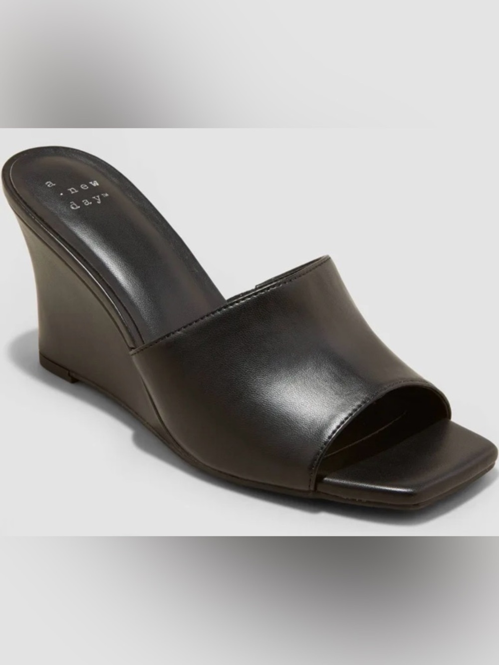 Womens black wedge sandal heels by a new day.